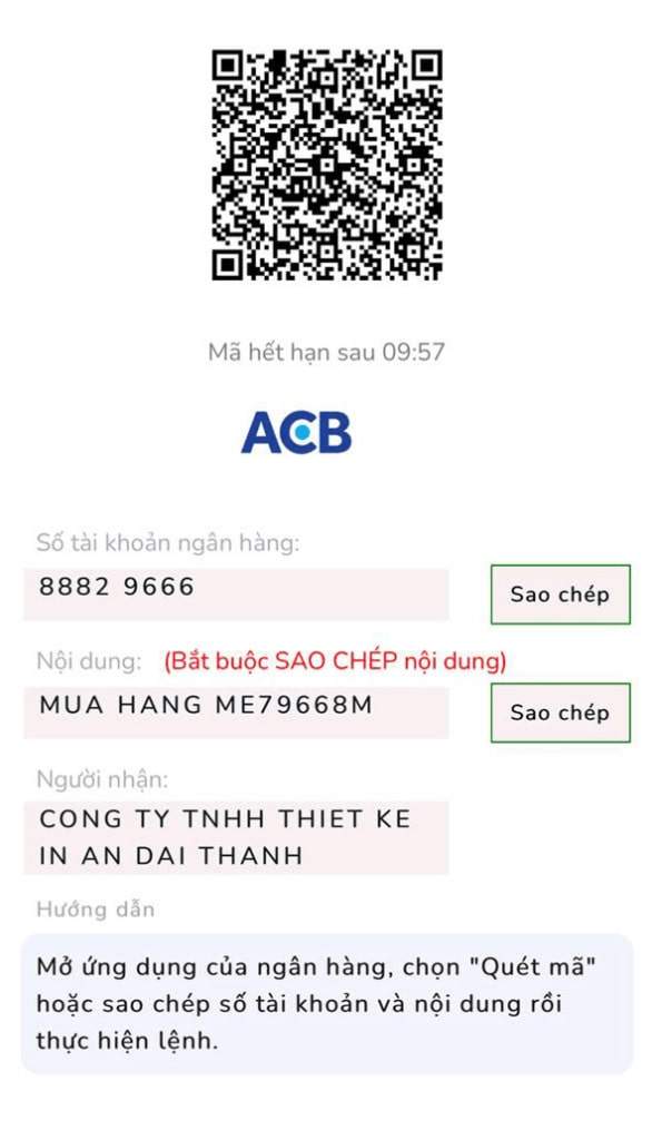 Quét mã QR hoặc sao chép STK để chuyển tiền Quét mã QR hoặc sao chép STK để chuyển tiền