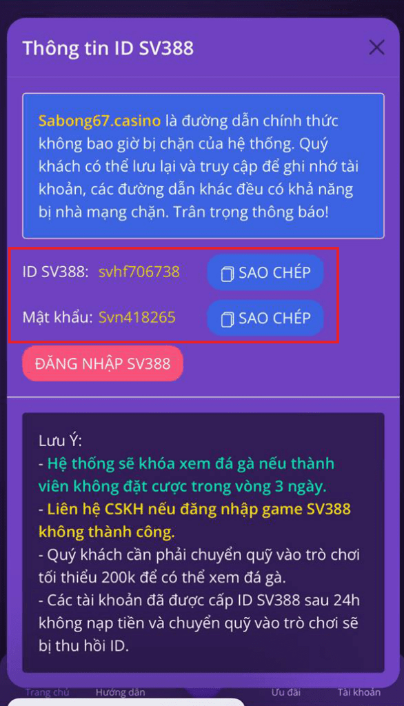 Thông tin ID SV388 Thông tin ID SV388